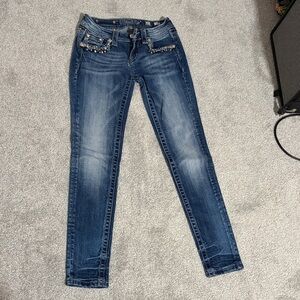 Miss Me Dark Blue Skinny Jeans with Embellishments